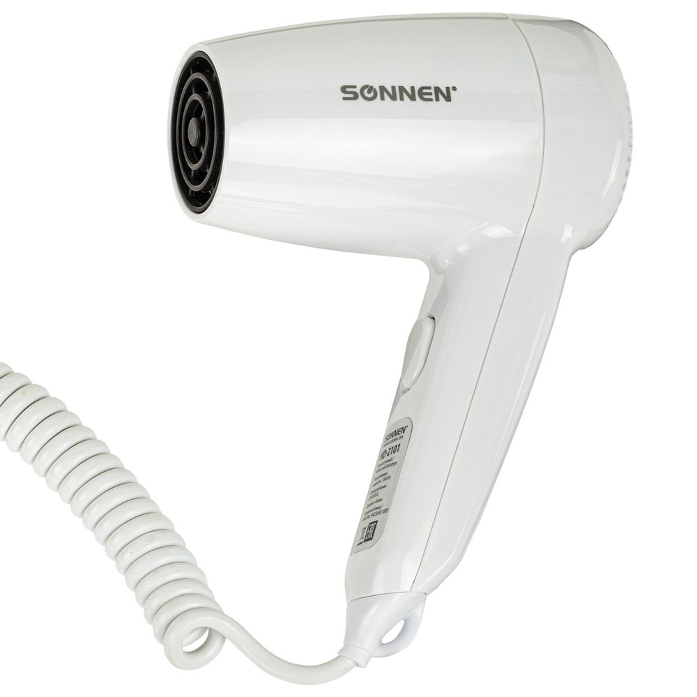 Фен для волос настенный SONNEN HD-2101 ULTRA PLUS, 1300 Вт, 2 скорости, белый