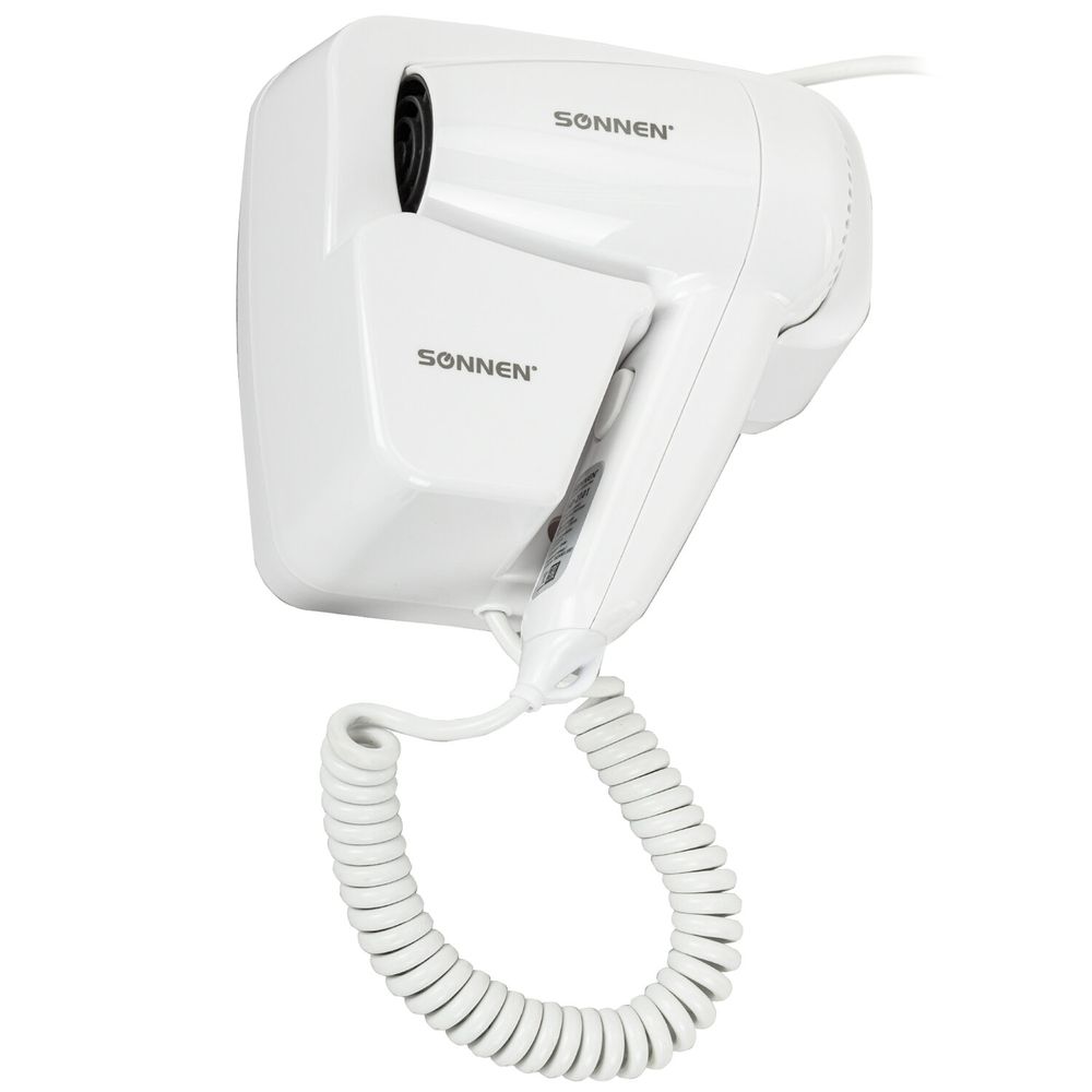 Фен для волос настенный SONNEN HD-2101 ULTRA PLUS, 1300 Вт, 2 скорости, белый