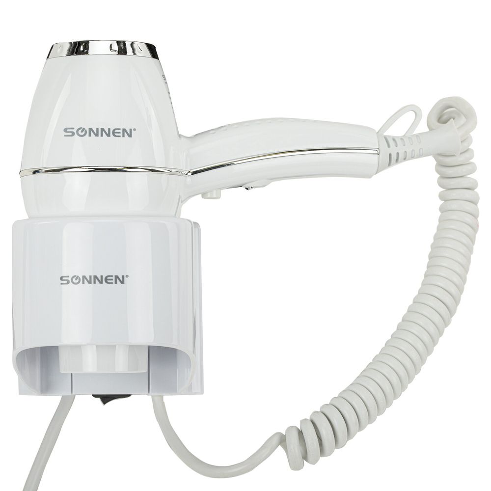 Фен для волос настенный SONNEN HD-2206 SUPER POWER, 1850 Вт, белый, 3 температурных режима
