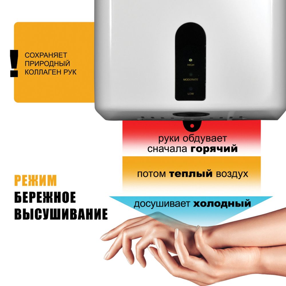 Сушилка для рук PUFF-8810, 1200 Вт, пластик, белая