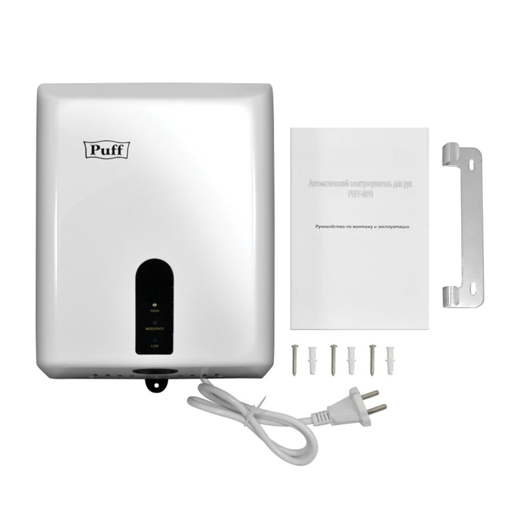 Сушилка для рук PUFF-8810, 1200 Вт, пластик, белая