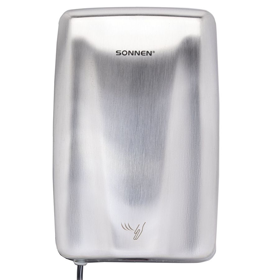 Сушилка для рук ВЫСОКОСКОРОСТНАЯ АНТИВАНДАЛЬНАЯ SONNEN K2020, 1000 Вт, 100 м/с, IPX3, 72 дБ, нержавеющая сталь
