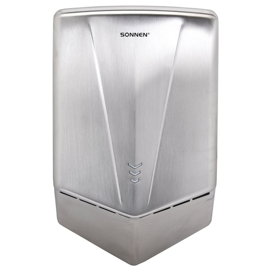 Сушилка для рук ВЫСОКОСКОРОСТНАЯ АНТИВАНДАЛЬНАЯ SONNEN K2022A, 1300 Вт, 150 м/с, IPX1, 72 дБ, нержавеющая сталь