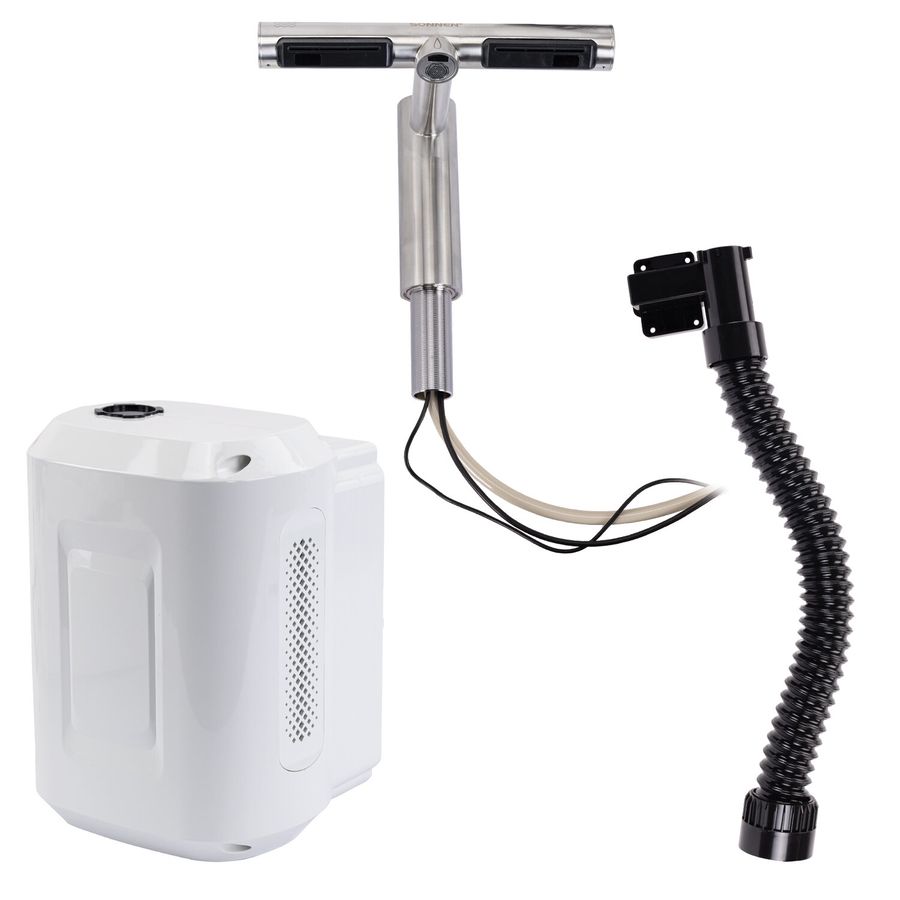 Сушилка для рук, встроенная в смеситель с подачей воды, сенсорная, SONNEN SF1204, 1200 Вт, 95 м/с, IP24, нержавеющая сталь