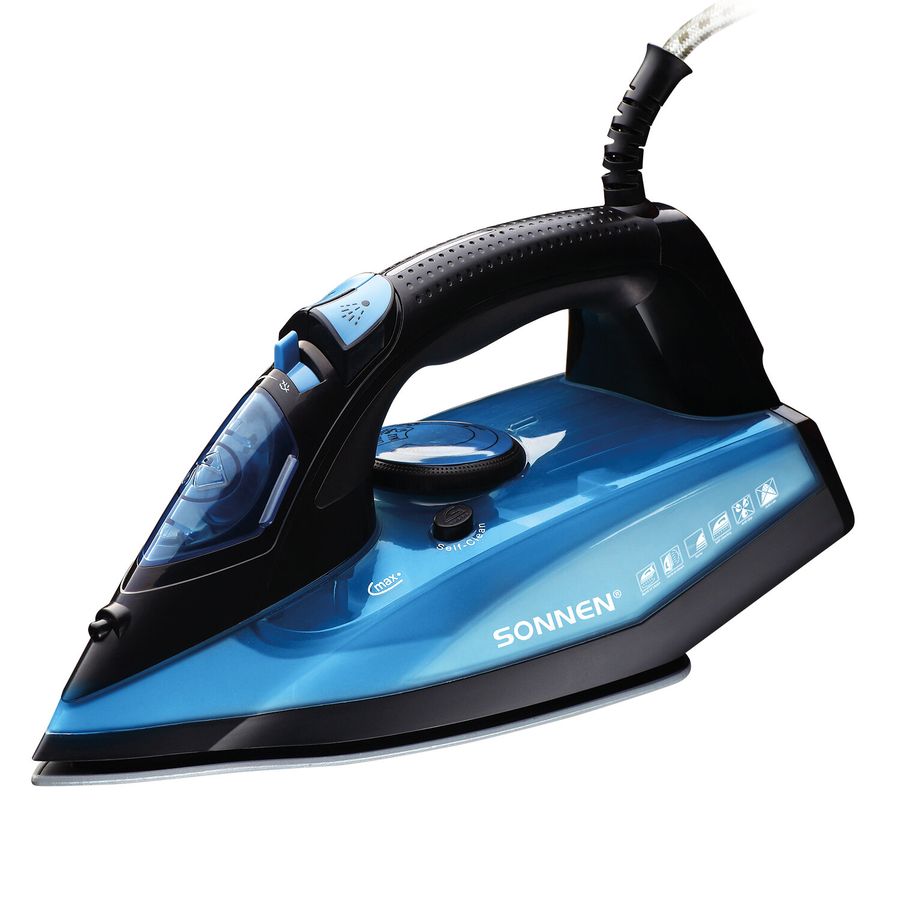 Утюг паровой SONNEN SI-2099, 2400 Вт, керамическое покрытие, антикапля, антинакипь, синий