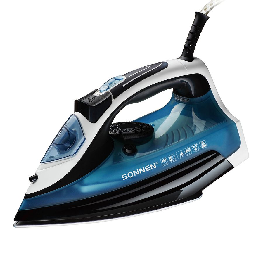 Утюг паровой SONNEN SI-2283, 2400 Вт, керамическое покрытие, антикапля, антинакипь, cиний