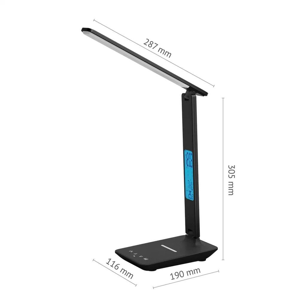 Настольный светильник светодиодный сетевой "ФОТОН" TL-11DRCH-B (11 W) черный (USB, Qi зарядка)