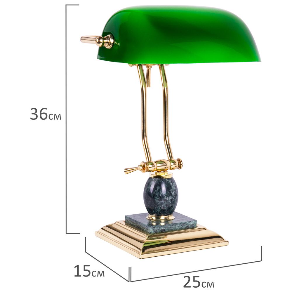 Светильник настольный из мрамора GALANT, основание - зеленый мрамор с золотистой отделкой