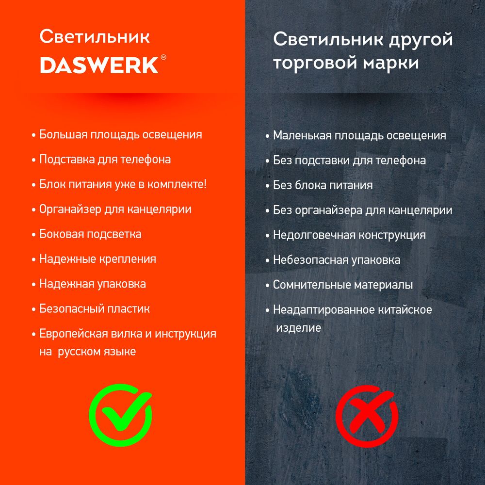 Настольная лампа светильник с органайзером и держателем для телефона, 