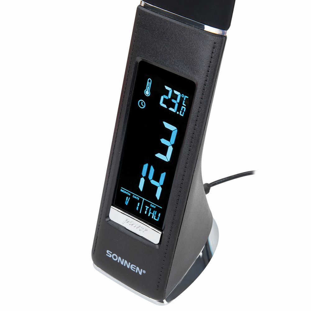 Настольная лампа-светильник SONNEN SM-01B на подставке, LCD-экран, СВЕТОДИОДНАЯ, 5 Вт, черный