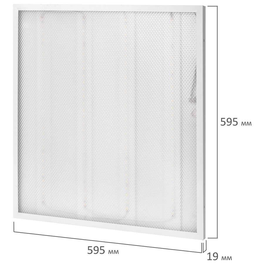 Светильник светодиодный с драйвером АРМСТРОНГ SONNEN ЭКО, 4000 K, нейтральный белый, 595х595х19 мм, 36 Вт, прозрачный
