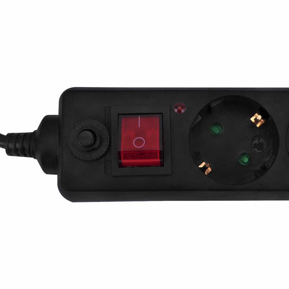 Сетевой фильтр SONNEN U-3513, 5 розеток, с заземлением, выключатель, 10 А, 3 м, черный