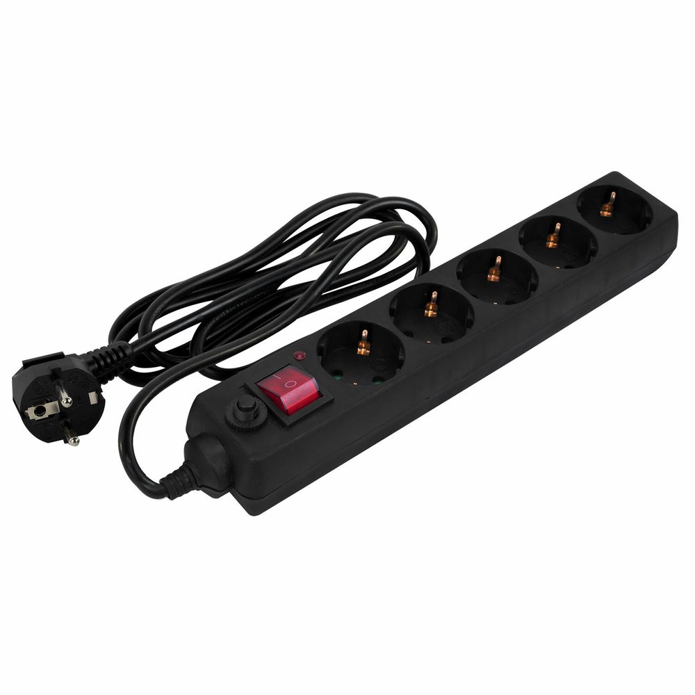 Сетевой фильтр SONNEN U-3518, 5 розеток, с заземлением, выключатель, 10 А, 1,8 м, черный