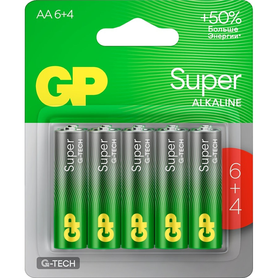 Батарейка AA пальчиковая GP Super (10 штук в упаковке)