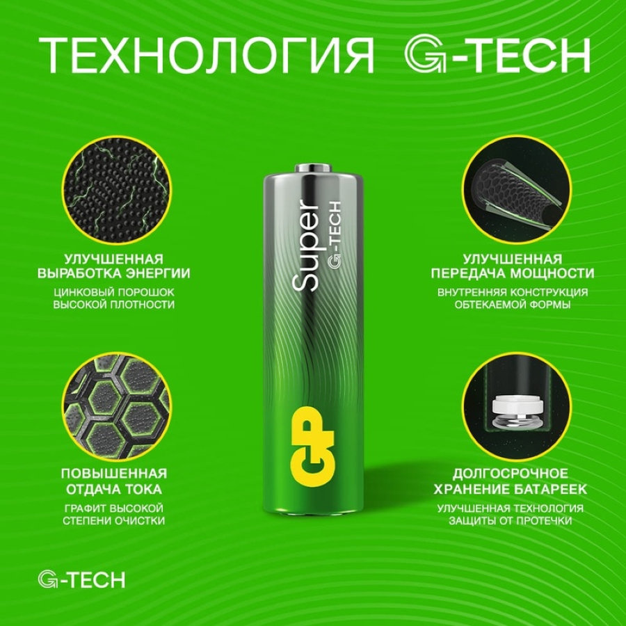 Батарейка AA пальчиковая GP Super (10 штук в упаковке)