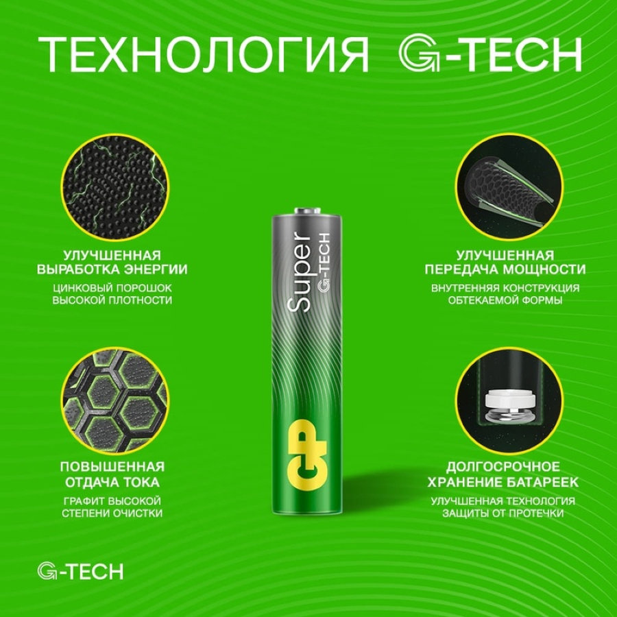Батарейка AAA мизинчиковая GP Super (10 штук в упаковке)