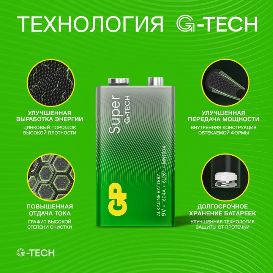 Батарейка GP Super эконом 9V/6LR61/Крона алкалиновая уп/1