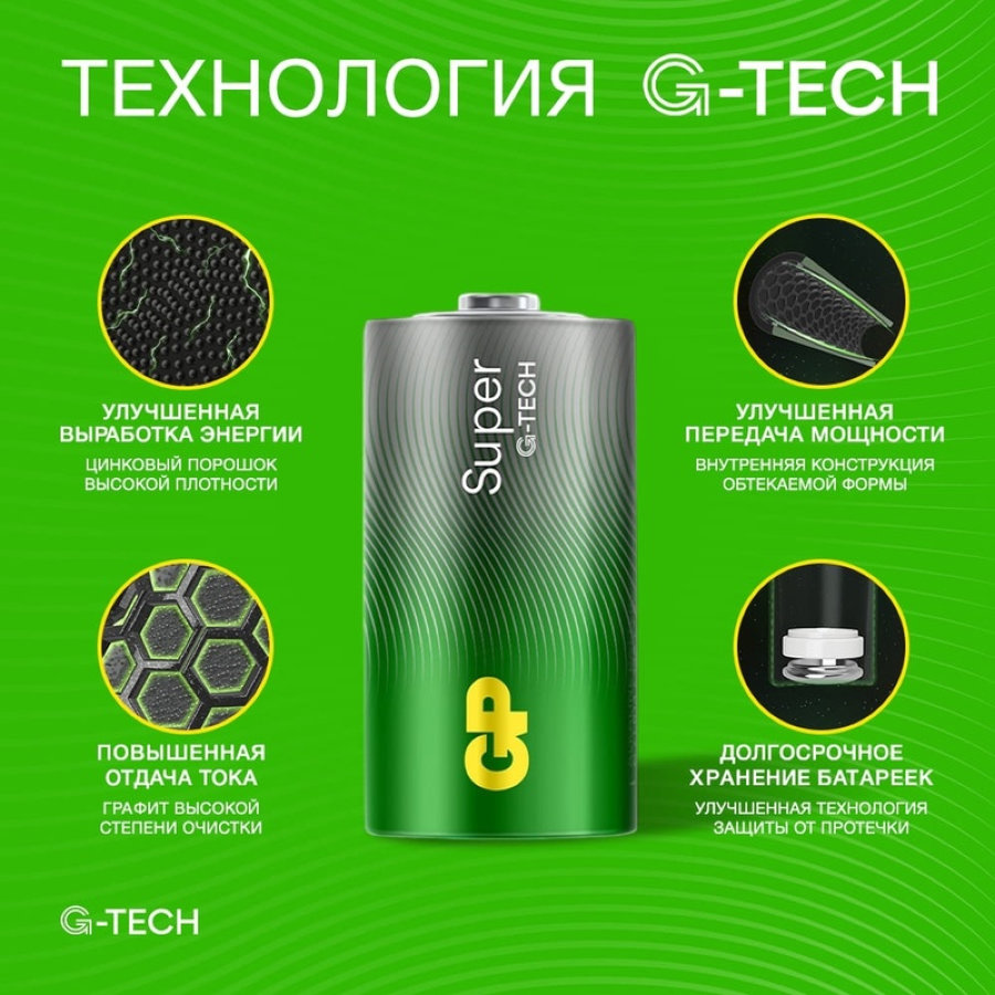 Батарейка GP Super эконом C/LR14/14A алкалиновая уп/2