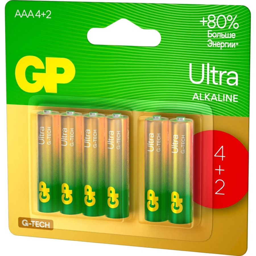 Батарейки GP Ultra мизинчиковые AAA LR03 (6 шт/уп)