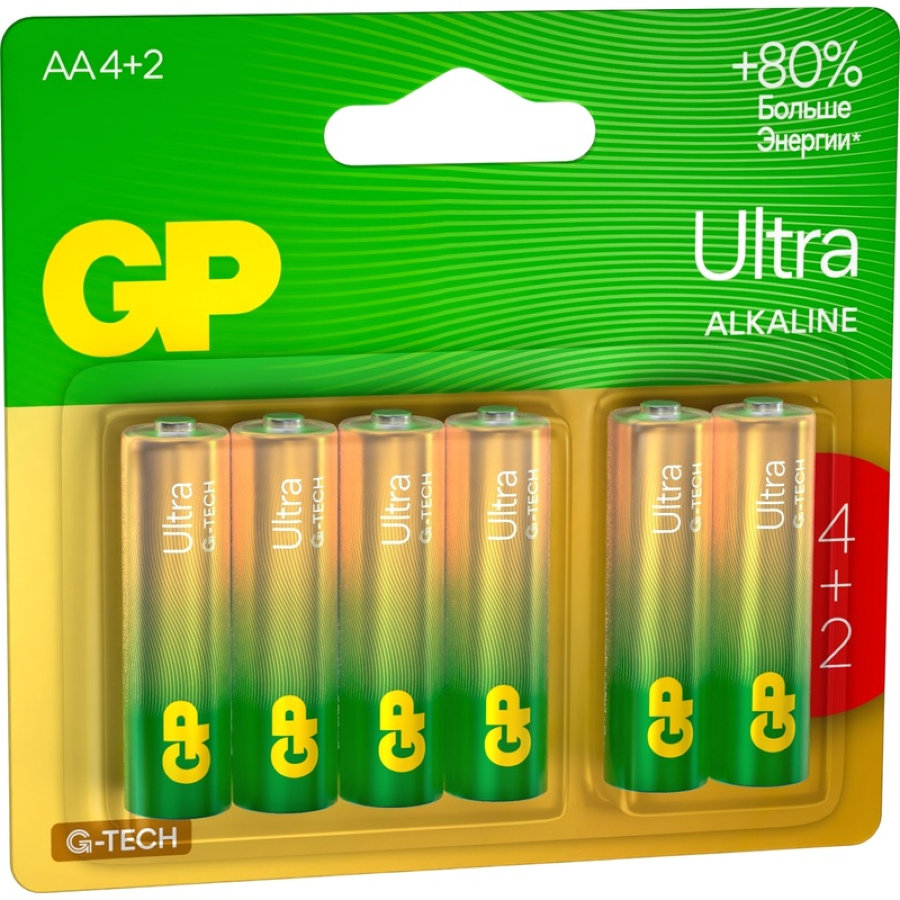 Батарейки GP Ultra пальчиковые AA LR6 (6 шт/уп)