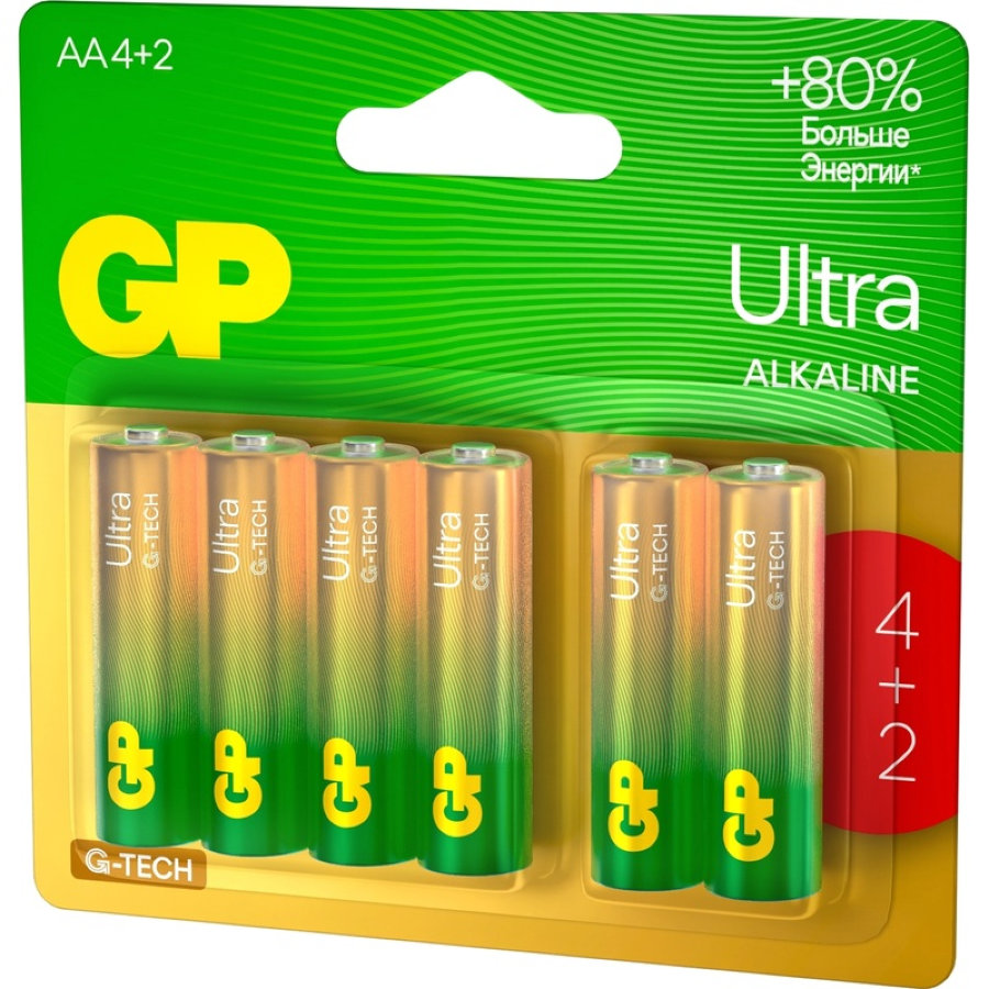 Батарейки GP Ultra пальчиковые AA LR6 (6 шт/уп)