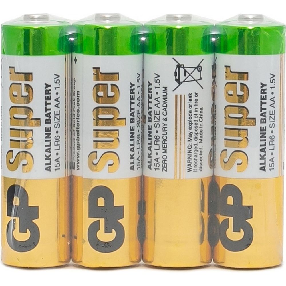 Батарейка GP Super AA/LR6/15A алкалиновая, 4шт/уп