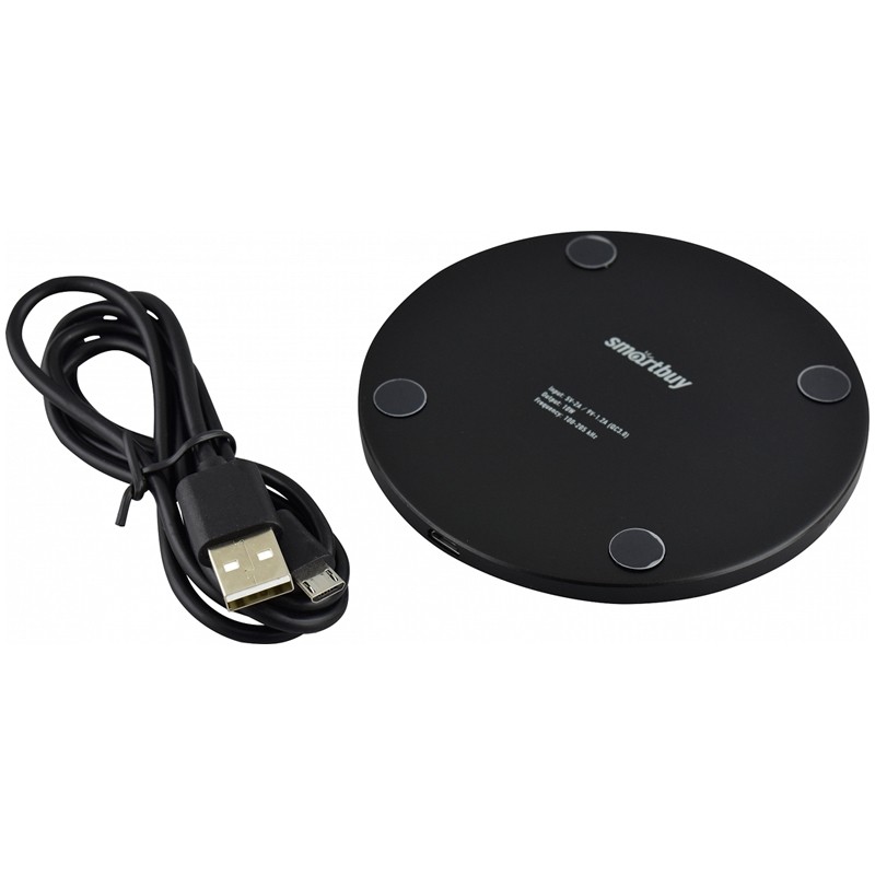 Беспроводное зарядное устройство сетевое SmartBuy Qi, Quick Charge 3.0, черный
