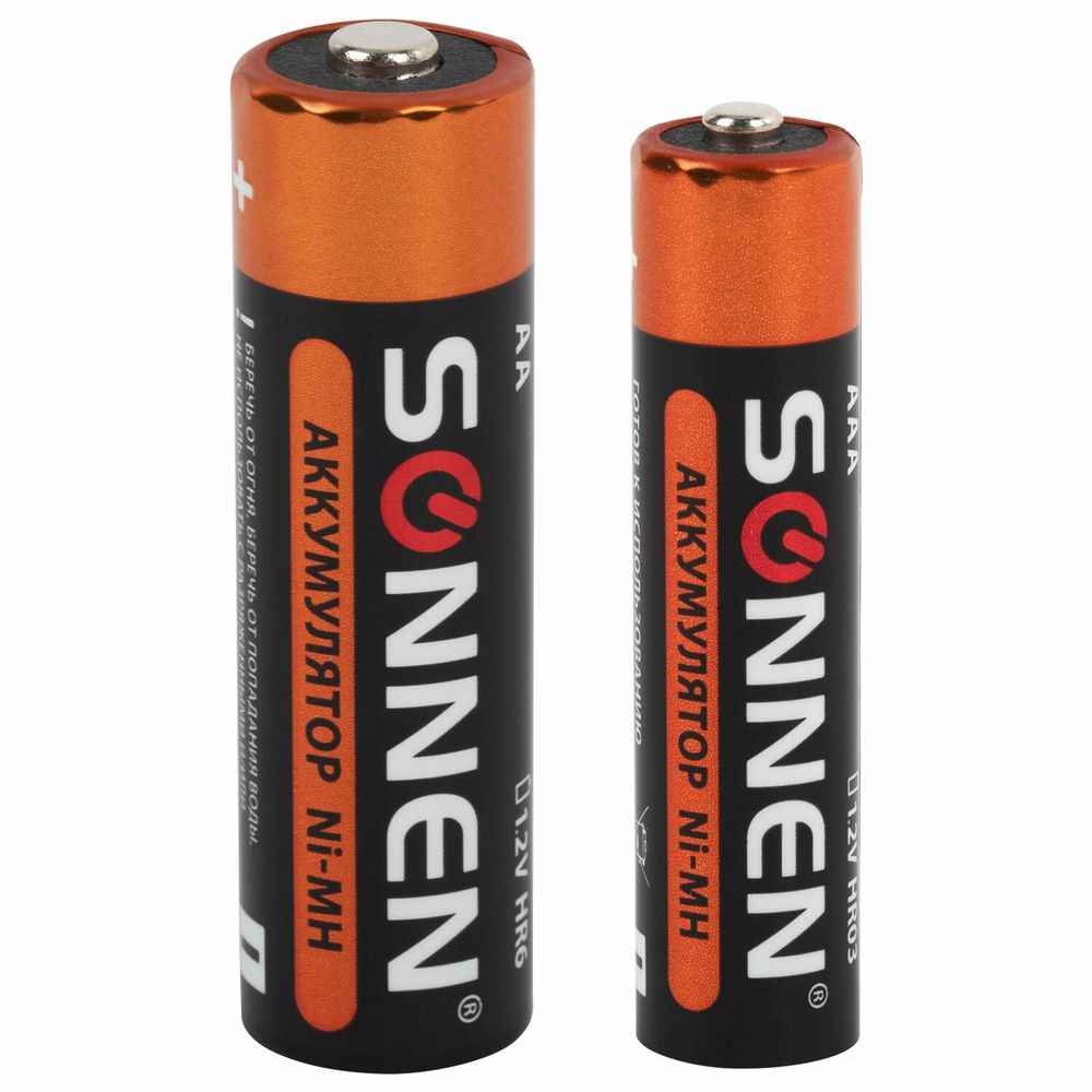 Батарейки аккумуляторные Ni-Mh пальчиковые / мизинчиковые НАБОР 8 шт. (AA+ААА) 2700/1000 mAh, SONNEN