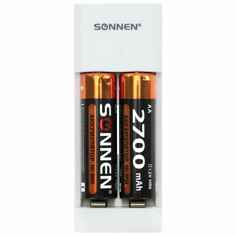 Зарядное устройство с аккумуляторами 4 шт. (2+2) AA+AAA (HR6+HR03), 2700 mAh + 1000 mAh, SONNEN BC2