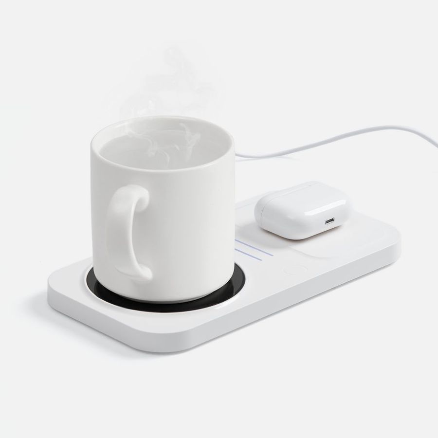 Беспроводное зарядное устройство с подогревом кружки Hot Task белое