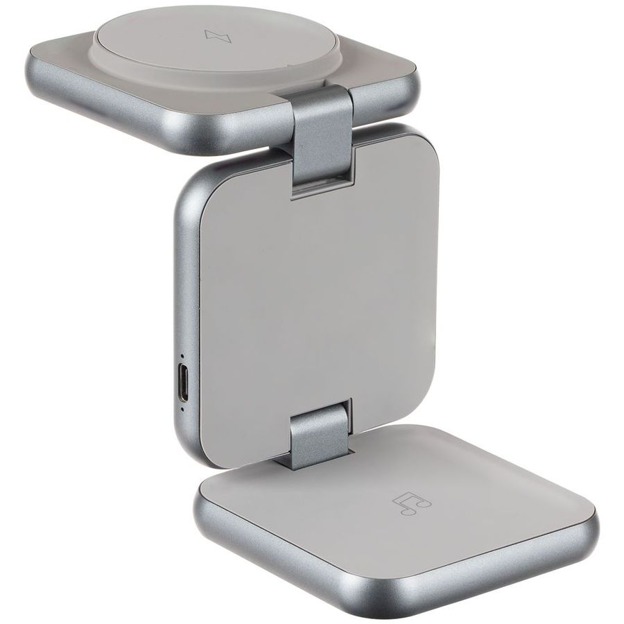 Складная станция беспроводной зарядки Terza серебристая
