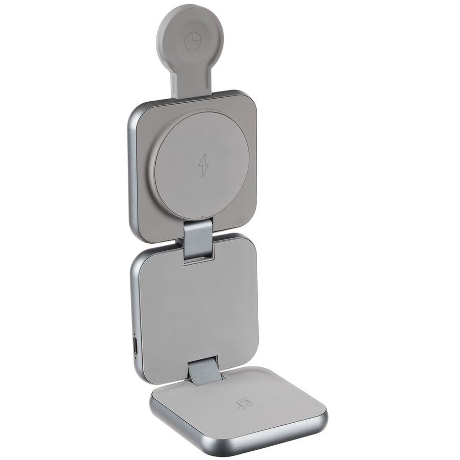 Складная станция беспроводной зарядки Terza серебристая
