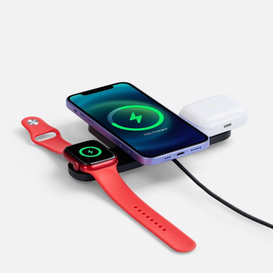 Складная станция беспроводной зарядки Trilogic черная