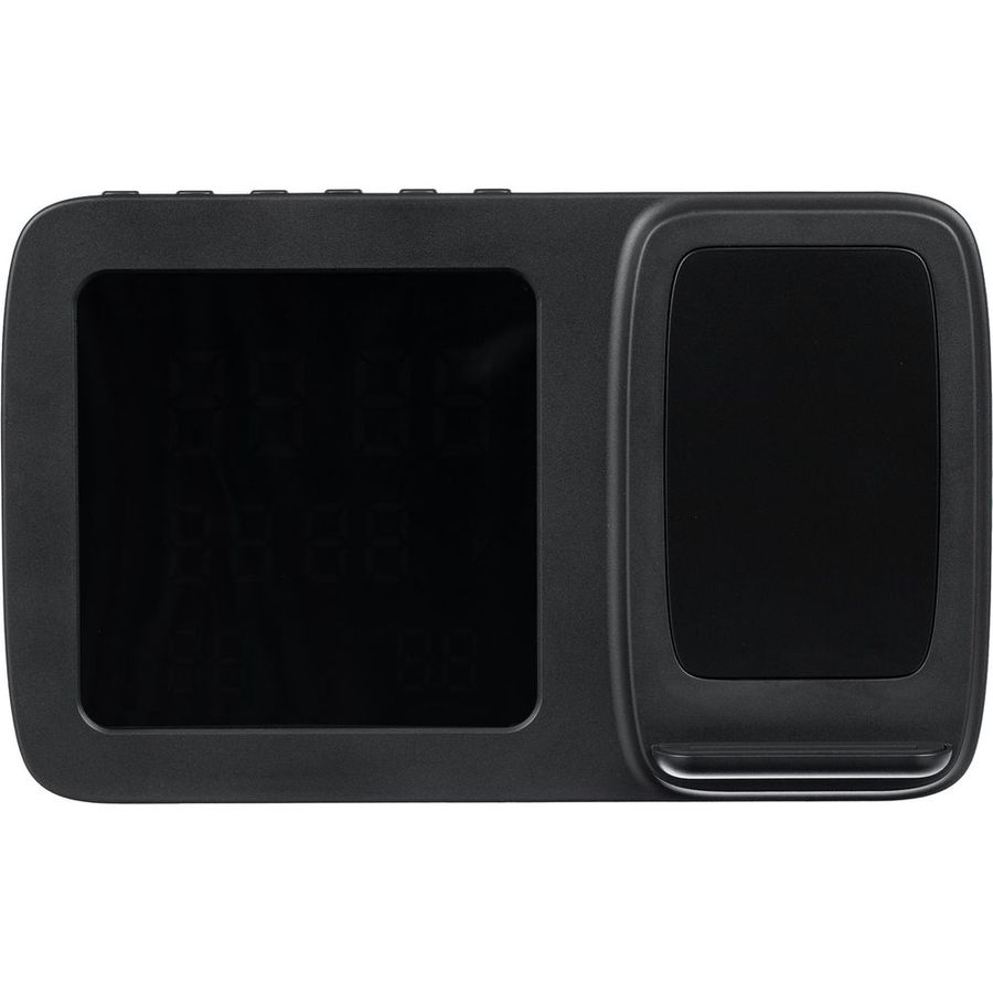 Станция беспроводной зарядки с часами и календарем и подсветкой логотипа Novem черная