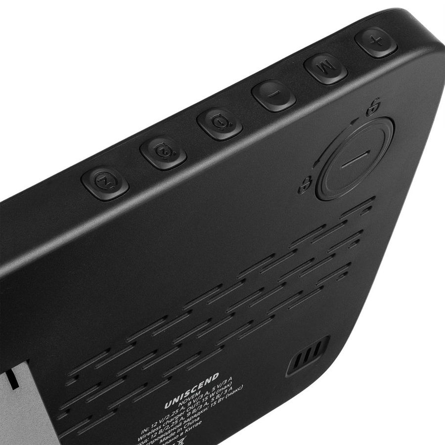 Станция беспроводной зарядки с часами и календарем и подсветкой логотипа Novem черная