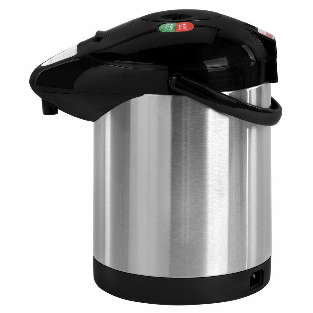 Термопот SONNEN TP-28, 3 л, 900 Вт, 1 температурный режим, ручной насос, сталь, черный/серебро