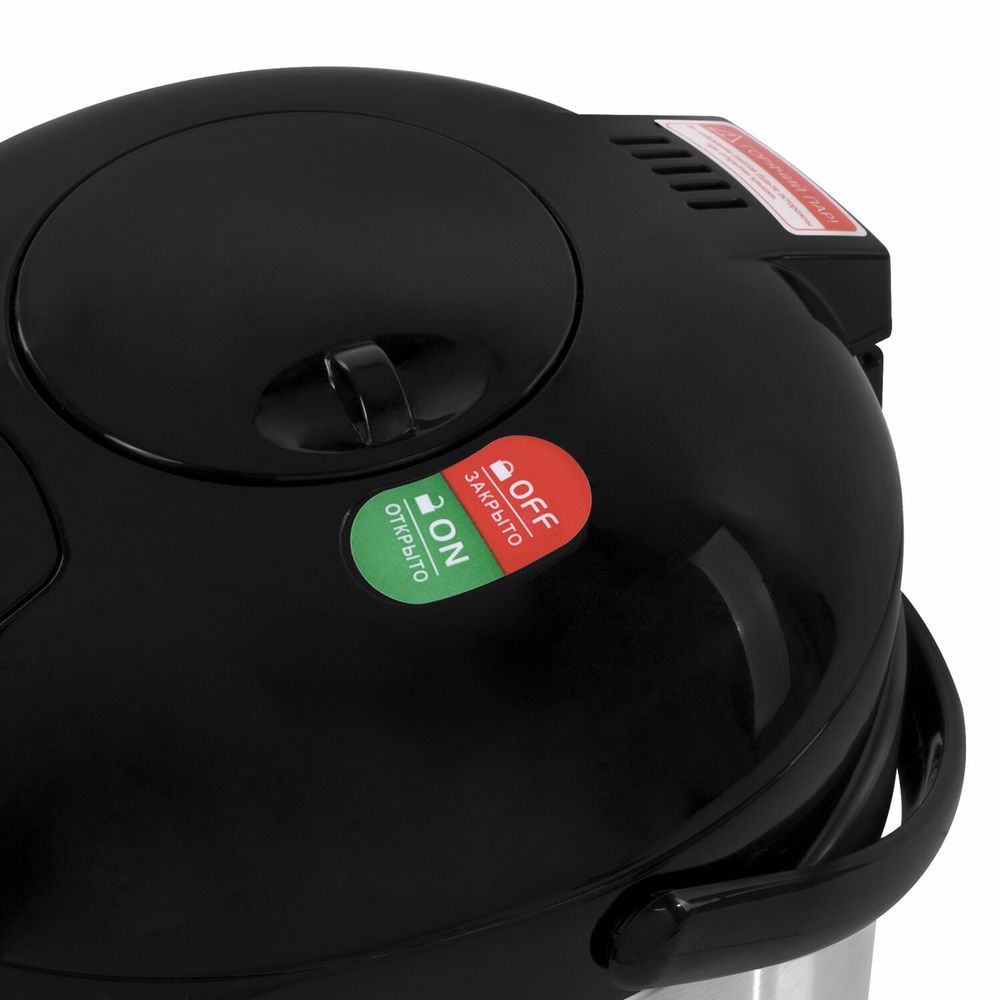 Термопот SONNEN TP-28, 3 л, 900 Вт, 1 температурный режим, ручной насос, сталь, черный/серебро