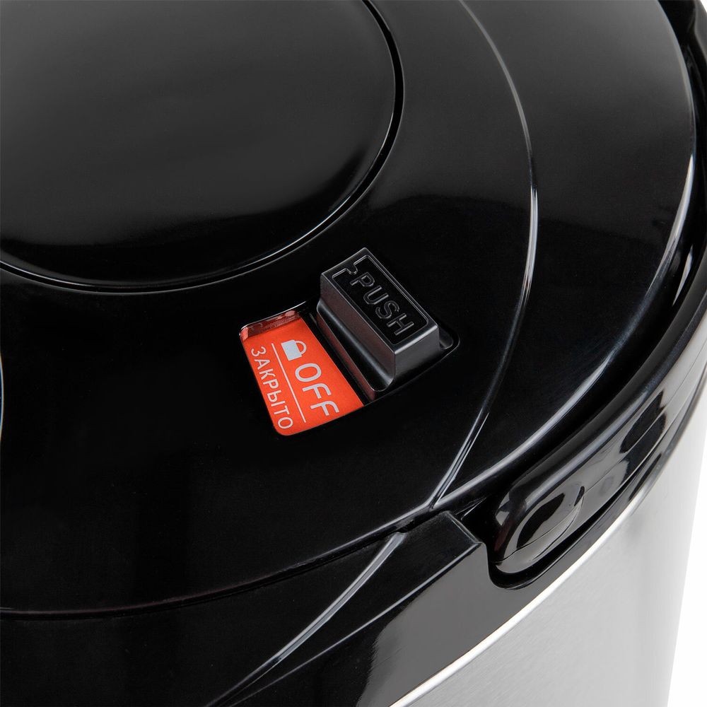 Термопот SONNEN TP-60, 6 л, 900 Вт, 1 температурный режим, 3 режима подачи воды, сталь, черный/серебро