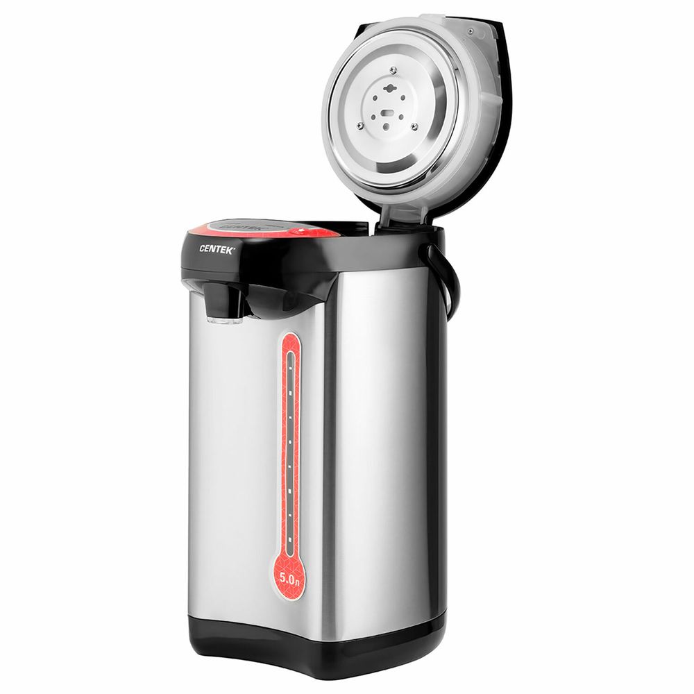 Термопот на 5 литров, 3 режима подачи воды, CENTEK CT-0082, 850 Вт, 1 температурный режим, пластик/сталь, черный
