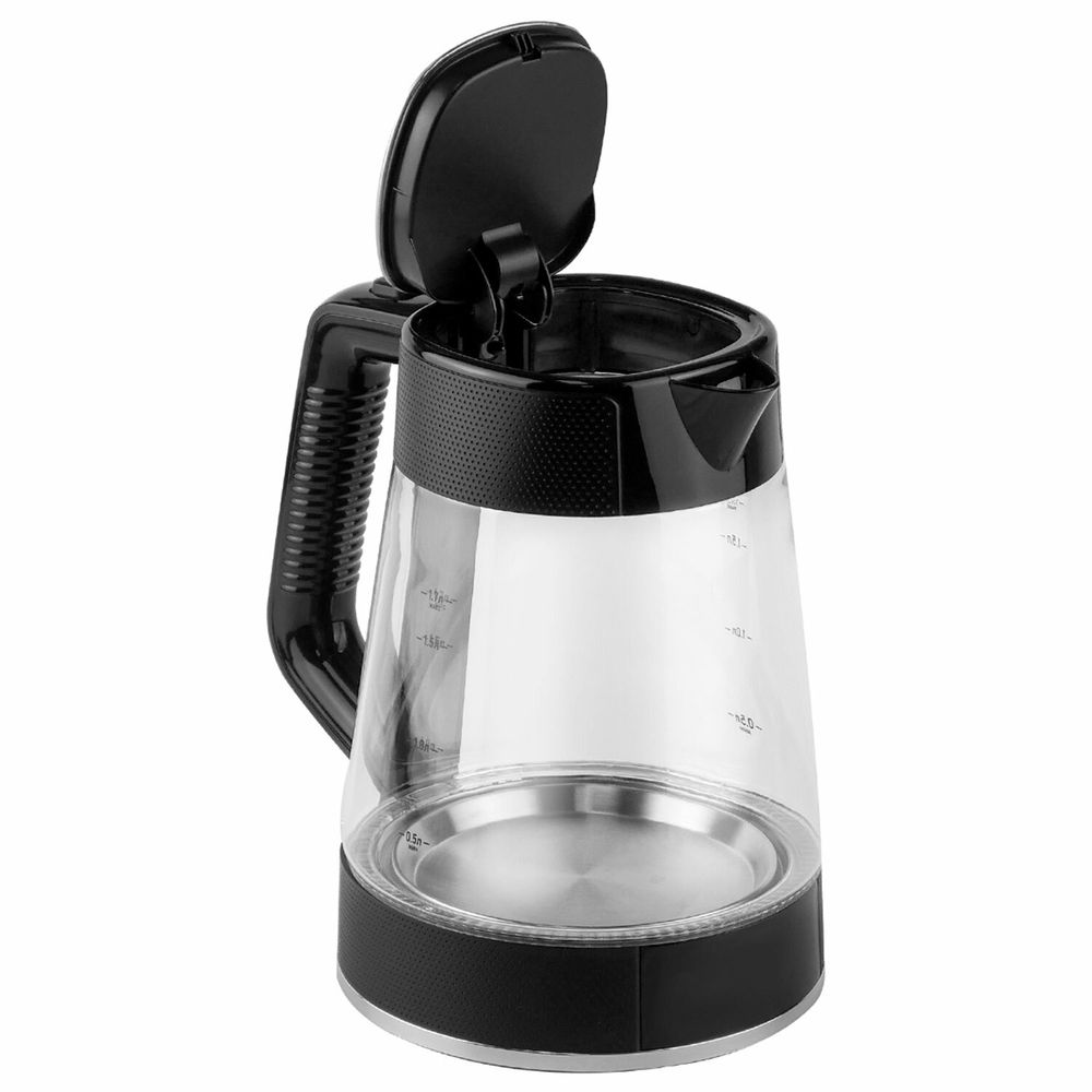 Чайник CENTEK CT-1014, 1,7 л, 2200 Вт, закрытый нагревательный элемент, стекло, черный