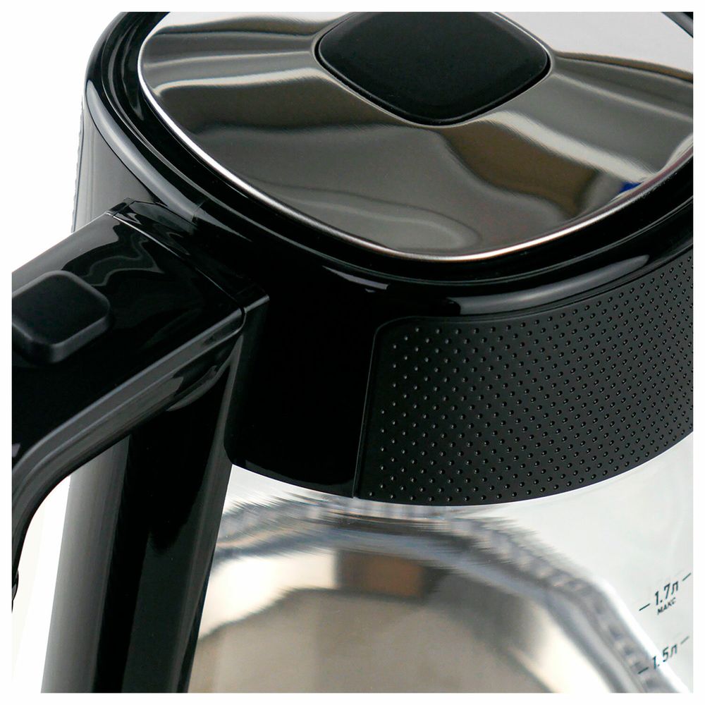 Чайник CENTEK CT-1014, 1,7 л, 2200 Вт, закрытый нагревательный элемент, стекло, черный