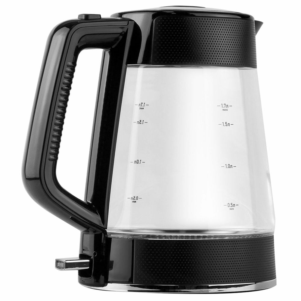 Чайник CENTEK CT-1014, 1,7 л, 2200 Вт, закрытый нагревательный элемент, стекло, черный