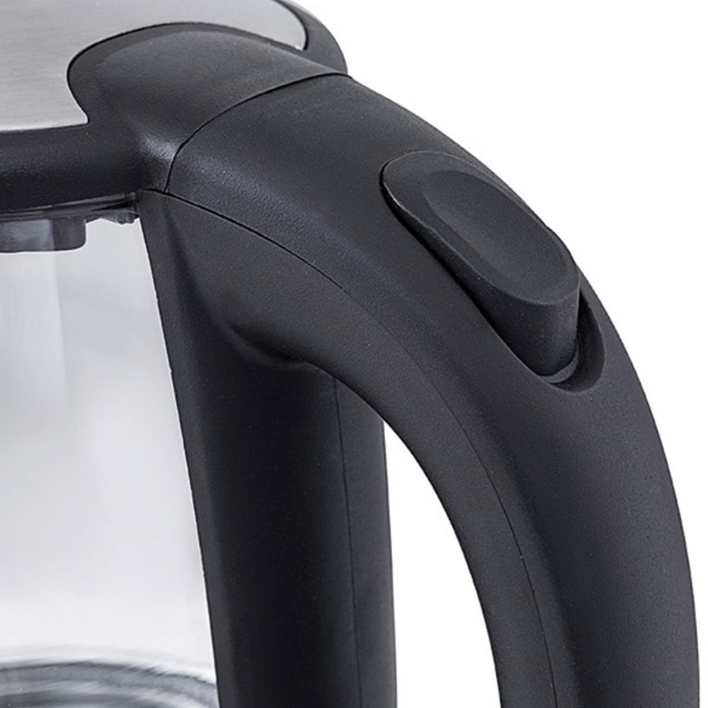 Чайник KITFORT КТ-619, 1,7 л, 2200 Вт, закрытый нагревательный элемент, стекло, серебристый