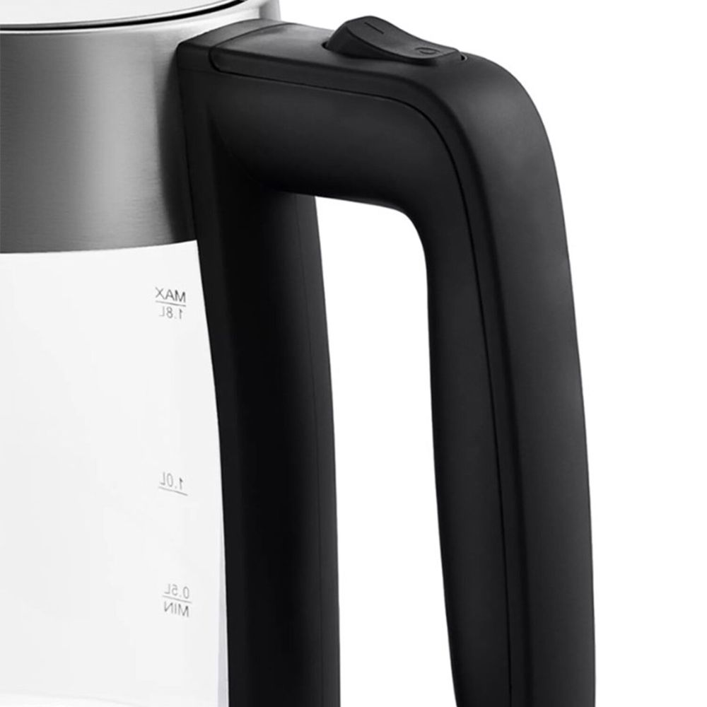 Чайник KITFORT КТ-641, 1,8 л, 2200 Вт, закрытый нагревательный элемент, стекло, серебристый