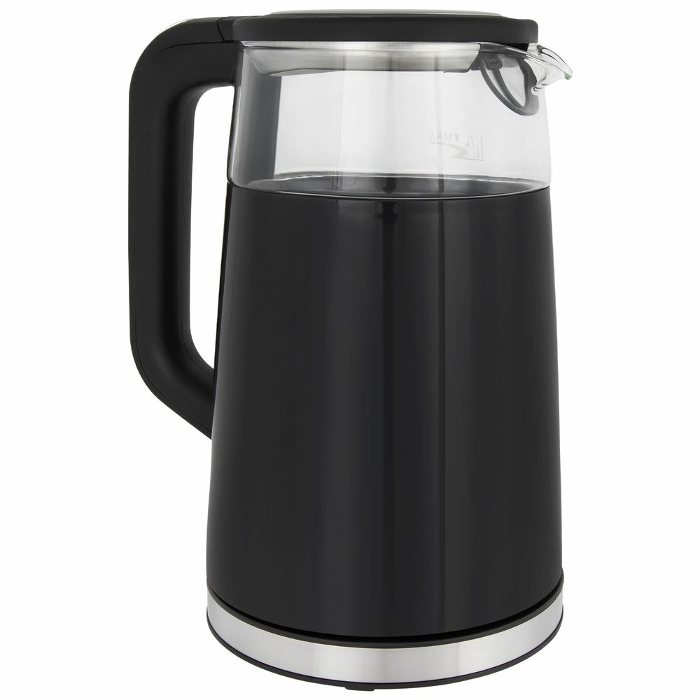 Чайник с терморегулятором и дисплеем, ДВОЙНЫЕ СТЕНКИ, SONNEN KT-8717, 1,7 л, 2200 Вт, черный