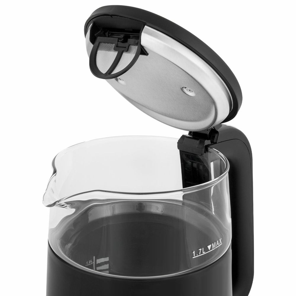 Чайник с терморегулятором и дисплеем, ДВОЙНЫЕ СТЕНКИ, SONNEN KT-8717, 1,7 л, 2200 Вт, черный