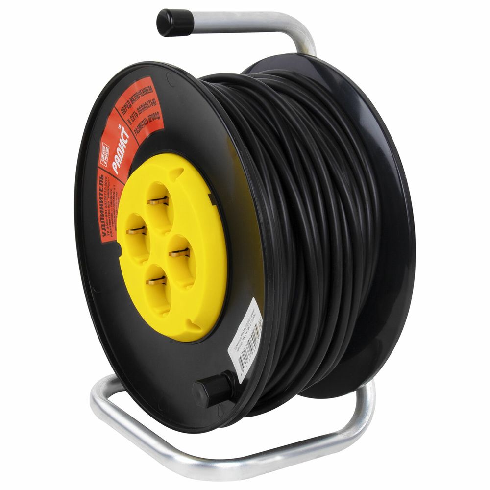 Удлинитель на катушке РБК16-270-005, 4 розетки с заземлением, 50 м, 3х1,5 мм, 2200 Вт