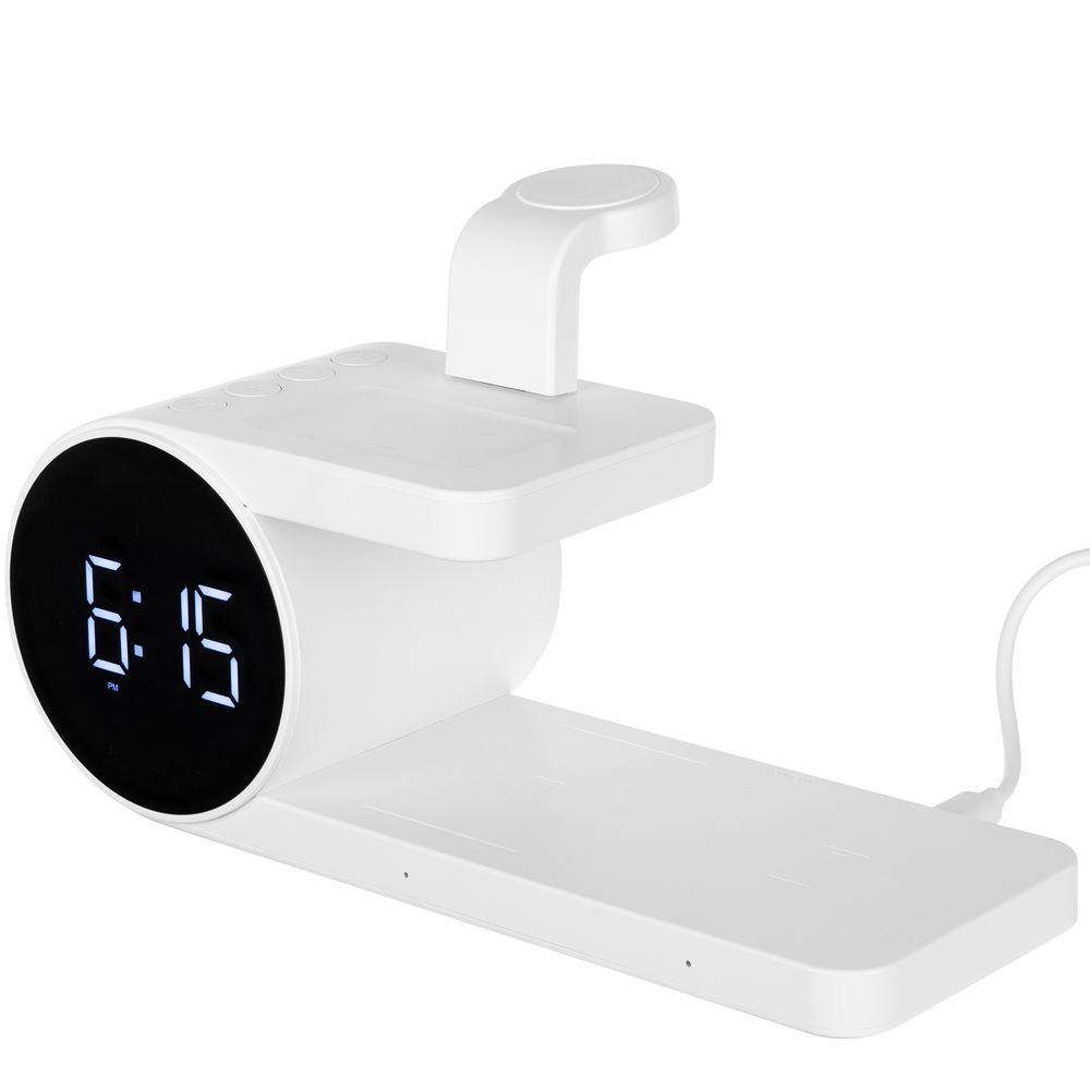 Станция беспроводной зарядки с часами fullStack белая