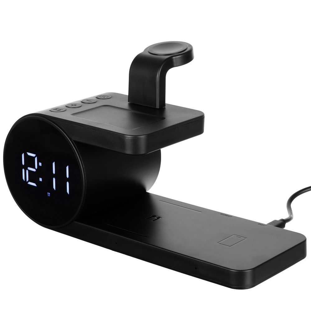 Станция беспроводной зарядки с часами fullStack черная