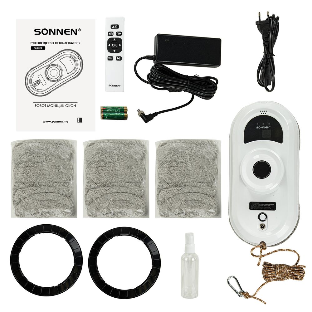 Робот-мойщик окон SONNEN Tech RWC-122 UltraClear, датчик от падения, 26 салфеток, пульт ДУ